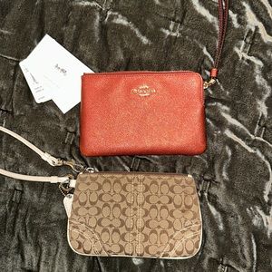 NWT (2) Brand new never used coach wristlet and a like new wristlet BOTH BAGS